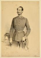 cca 1855 Josef Kriehuber (1800-1876): Wilhelm von Ramming osztrák tábornok, litográfia, papír, Joseph Stoufs Wien, paszpartuban, 37,5×26,5 cm