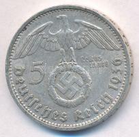 Német Harmadik Birodalom 1936D 5M Ag "Hindenburg" T:2 German Third Reich 1936D 5 Mark Ag &...