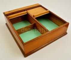 1917 Dupla redőnyös tárolódoboz, Csepeli Kerékpár- és Varrógépgyár felirattal, 24x26x7 cm