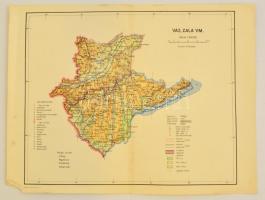 cca 1940 Vas, Zala vármegye térképe, terv.: Kéz Andor, 1:800000, Révai, 24x32 cm