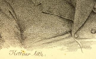 cca 1850 Patriz Kittner (1809-1900): Azonosítatlan kitüntetéses férfi portréja, litográfia, papír, j...