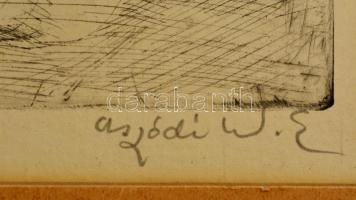 Aszódi Weil Erzsébet (1901-1976): Délben. Rézkarc, papír, jelzett, 38×29 cm