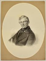 cca 1853 Josef Kriehuber (1800-1876): Friedrich Randel után: Azonosítatlan férfi portréja, litográfia, papír, Johann Rauh Wien, 45,5×34,5 cm