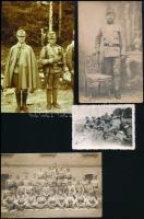 cca 1915-1940 4 db I. és II. világháborús magyar katonákat ábrázoló fotó, köztük 1 db modern előhívás, 6x9 és 10x15 cm közti méretben