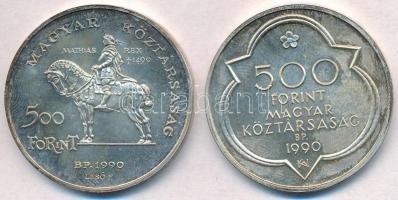 1990. 500Ft Ag "Mátyás király / Beatrix" + 1990. 500Ft Ag "Mátyás király / Buda"...