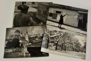 cca 1960 Dezső Pál (?-?) kecskeméti fotóművész hagyatékából 4 db jelzett vintage fotó, kiállítási emlékjegyekkel, 30x40 cm és 22x40 cm között