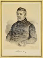 cca 1844 Barabás Miklós (1810-1898): Simontsits János színházigazgató, litográfia, papír, Walzel A. F. Pest, paszpartuban, 35×25 cm