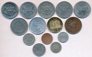 14db-os vegyes külföldi fémpénz tétel, közte Nagy-Britannia 1914. 6p Ag "V. György" T:2,2-...