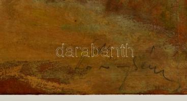 Olvashatatlan jelzéssel: Hazafelé. Olajtempera, karton, 32×23 cm