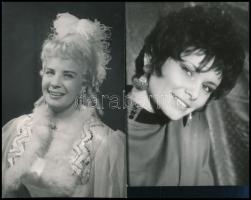 cca 1970-1980 3 db magyar színésznőt és operaénekest ábrázoló fotó: Csala Zsuzsa, Lóránt Lenke, Iván Margit, Kalocsai Zsuzsa, 9x14 és 11,4x14 cm