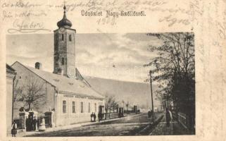 Nagyszőlős, Vynohradiv (Vinohragyiv), Sevlus; Római katolikus templom, Ugocsai Központi Könyvnyomda, utcakép / church, Ugocsa county central printing house, street view (EK)