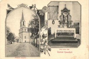 Nemeskosút, Kossuth, Kosúty; Plébánia templom, Jézus szíve oltár, belső. Zoller József 291. sz. / church, altar interior. floral Art Nouveau (kis szakadás / small tear)