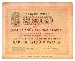 Budapest 1914-1919. 1K A Magyar Nők Korona Alapja szelvény nélkül T:II