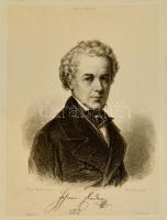cca 1852 Franz Stöber (1795-1858): Eduard Ender után: Johann Ender festő portréja, litográfia, papír, paszpartuban, 25×19,5 cm