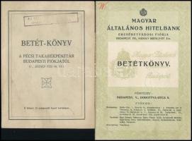 1940-1946 3 db betétkönyv: Magyar Postatakarékpénztár, Magyar Általános Hitelbank, Pécsi Takarékpénztár
