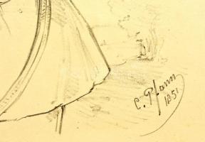 cca 1851 Azonosítatlan férfi portréja, litográfia, papír, jelzett, kartonra ragasztva, 37×30 cm