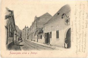 Pozsega, Pozega; Zupanijska ulica / utcakép / street view (EK)