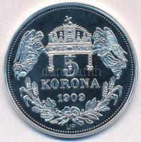 DN "Királyi koronák - I. Lipót 5 korona 1909" Ag emlékérem tanúsítvánnyal (20g/0.999/38,61...