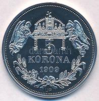 DN "Királyi koronák - I. Károly 5 korona 1909" Ag emlékérem tanúsítvánnyal (20g/0.999/38,6...