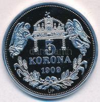 DN "Királyi koronák - I. Miksa 5 korona 1909" Ag emlékérem tanúsítvánnyal (20g/0.999/38,61...