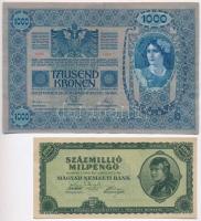 8db-os vegyes magyar korona és pengő bankjegy tétel T:I--III