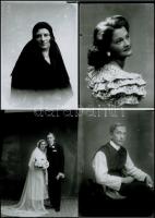 cca 1930 Eger, a FOTO-GRÁF műteremben készült felvételekről mai nagyítások, 33 db fénykép, 13x18 cm