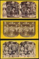 1862 Londonban megrendezett világkiállításon készült sztereó pozitív képpárok, 21 db vintage sztereo...