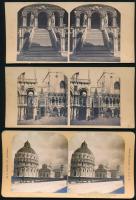 cca 1890 Olaszországi sztereó papírképek, 18 db képpár, 9x17,5 cm / Italy, 18 stereo photos