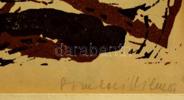 Somlai Vilma (1938-2007): Pedig milyen vidáman indult, színes linó, papír, jelzett, paszpartuban, 35...