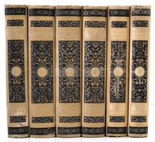 Arany János összes munkái 1-2.,4. kötetek. + Arany János hátrahagyott iratai és levelezése 1.,3.,4. kötetek. Összesen hat kötet.  Bp.,1883-1888, Ráth Mór. Kiadói aranyozott, festett egészvászon-kötés, márványozott lapélekkel, kissé kopott, kissé foltos borítóval, két kötet lapélein ceruzás írással.