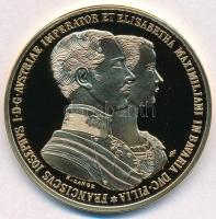 DN "Magyar Aranyóriások - Ferenc József és Erzsébet házassági érme 1854" aranyozott Cu utá...