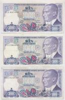 Törökország 1970 (1986). 1000L (3x) T:III,III- Turkey 1970 (1986). 1000 Lira (3x) C:F,VG Krause 196