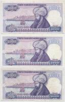 Törökország 1970 (1986). 1000L (3x) T:III,III-
Turkey 1970 (1986). 1000 Lira (3x) C:F,VG
Krause 19...