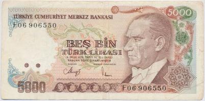Törökország 1970 (1985). 5000L T:III,III- kis szakadás Turkey 1970 (1985). 5000 Lira C:F,VG small tear Krause 197