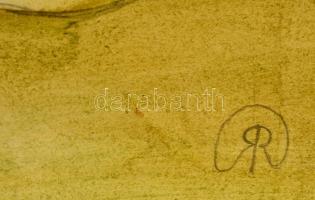 RR jelzéssel: Almaszedők. Akvarell-ceruza, papír, 39×29 cm