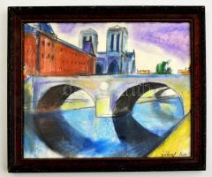 Gábor jelzéssel: Szajna. és Notre Dame. Pasztell, papír, üvegezett keretben, 32×36 cm