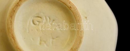 Iparművészi Vállalatos Gorka füles tálka, mázas kerámia, jelzett, hibátlan, 17×12 cm