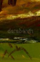 Gábri Albert (1935-2004): Legelésző lovak, olaj, farost, jelzett, 60×80 cm