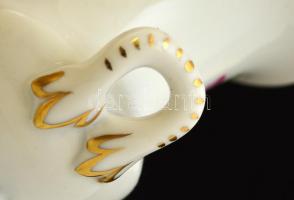 Herendi virág mintás kis váza, kézzel festett, jelzett, hibátlan, m: 11 cm