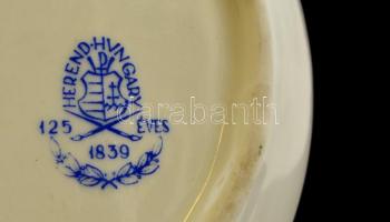 Herendi virág mintás hamuzó tálka, kézzel festett, jelzett, hibátlan, 11×7,5 cm