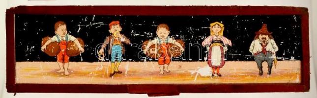 Mesejelenetek üveglemezeken, 17 db, kopott állapotban