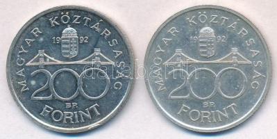 1992. 200Ft Ag "MNB" (2x) T:1-,2 patina