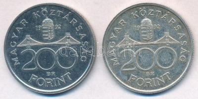 1992. 200Ft Ag "MNB" (2x) T:1-,2 patina