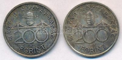 1992. 200Ft Ag "MNB" (2x) T:1-,2 patina