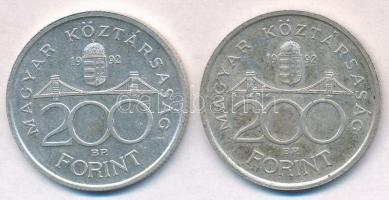 1992. 200Ft Ag "MNB" (2x) T:1-,2 patina