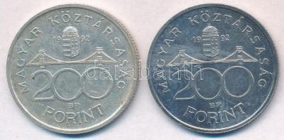 1992. 200Ft Ag "MNB" (2x) T:1-,2 patina