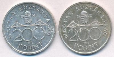 1992. 200Ft Ag "MNB" (2x) T:1-,2 patina
