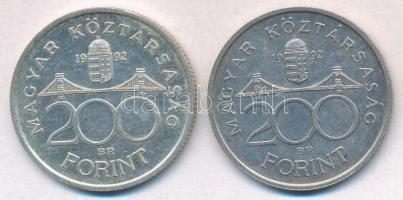 1992. 200Ft Ag "MNB" (2x) T:1-,2 patina