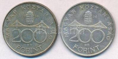 1994. 200Ft Ag "Deák" (2x) T:2 patina