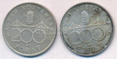 1994. 200Ft Ag "Deák" (2x) T:2 patina